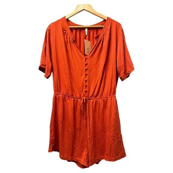 ePretty Fall Plain Minimalist‎ Burnt Orange Stretch Casual Romper Shorts Size XL - Picture 1 of 13
